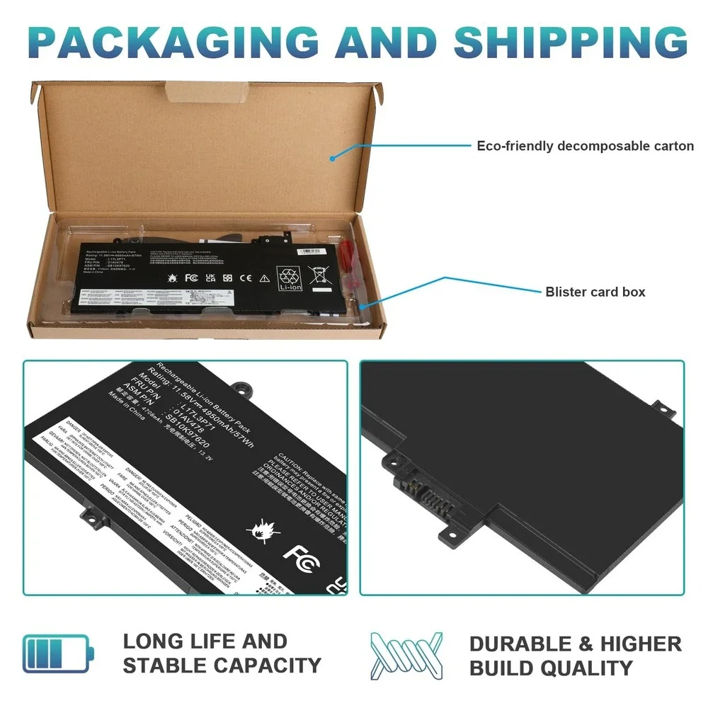 Fancy Buying 01AV479 L17L3P71 Battery Lenovo ThinkPad T480S 11.58V 4950mAh